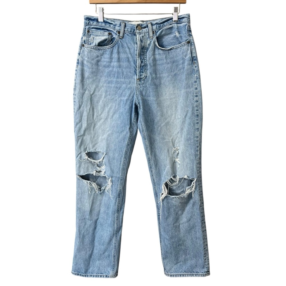 Denim Forum The Joni High Rise Loose Distressed Light Was Jeans Size 29